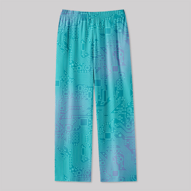 Computer Circuit Board Lake Green Geek Loungewear Pants