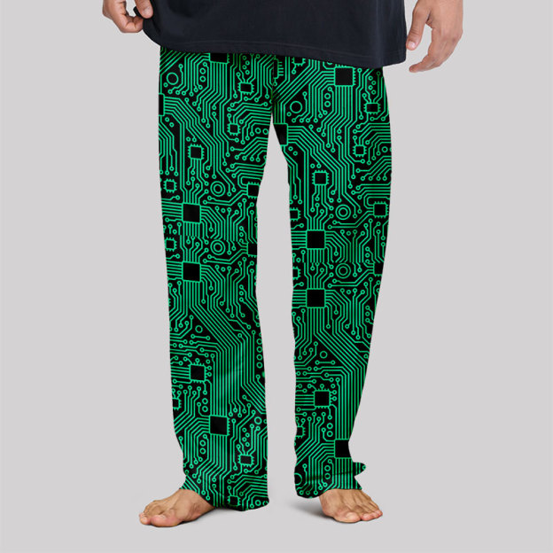 Computer Circuit Board Green Geek Loungewear Pants