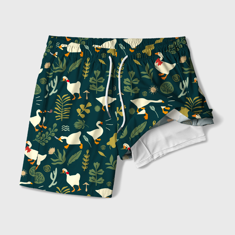 Goose Geek Hawaiian Swim Trunks