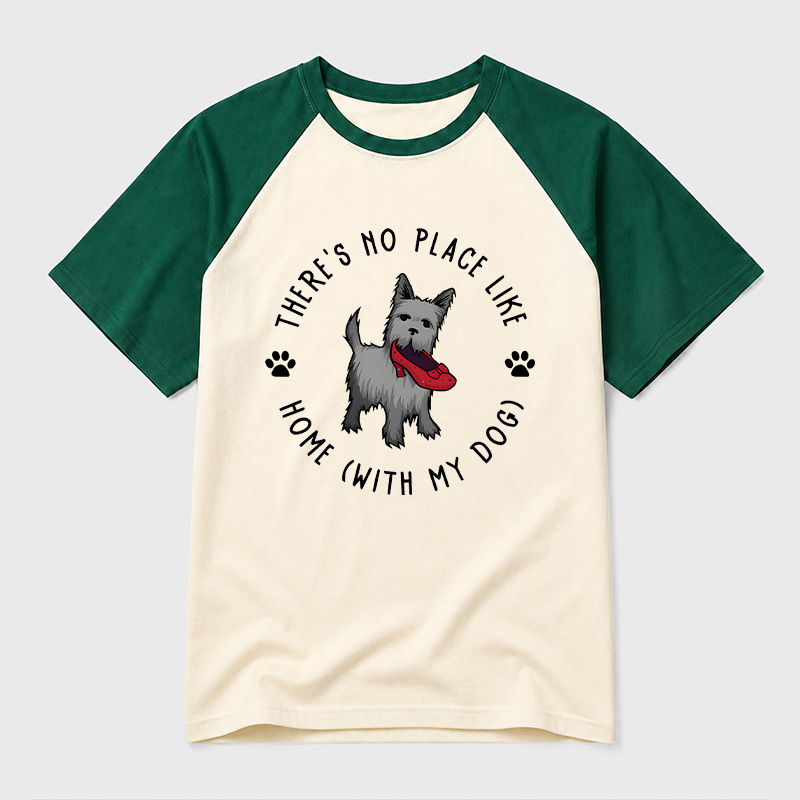 Home With My Dog Geek Retro Raglan T-Shirt