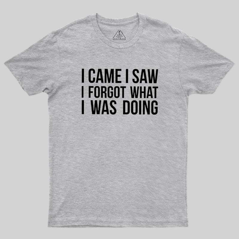I Came I Saw I Forgot What I Was Doing Humor Joke Quote Geek T-Shirt
