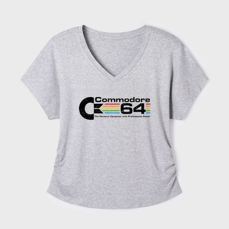 Commodore 64 Nerd Geek Dolman Sleeve V-Neck Shirt