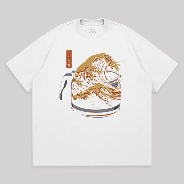 The Great Wave Of Coffee Unisex Oversized T-shirt