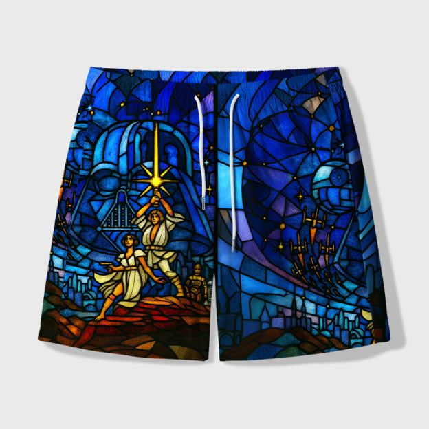 Church Window Grilles Sci-Fi Space War Geek Hawaiian Swim Trunks