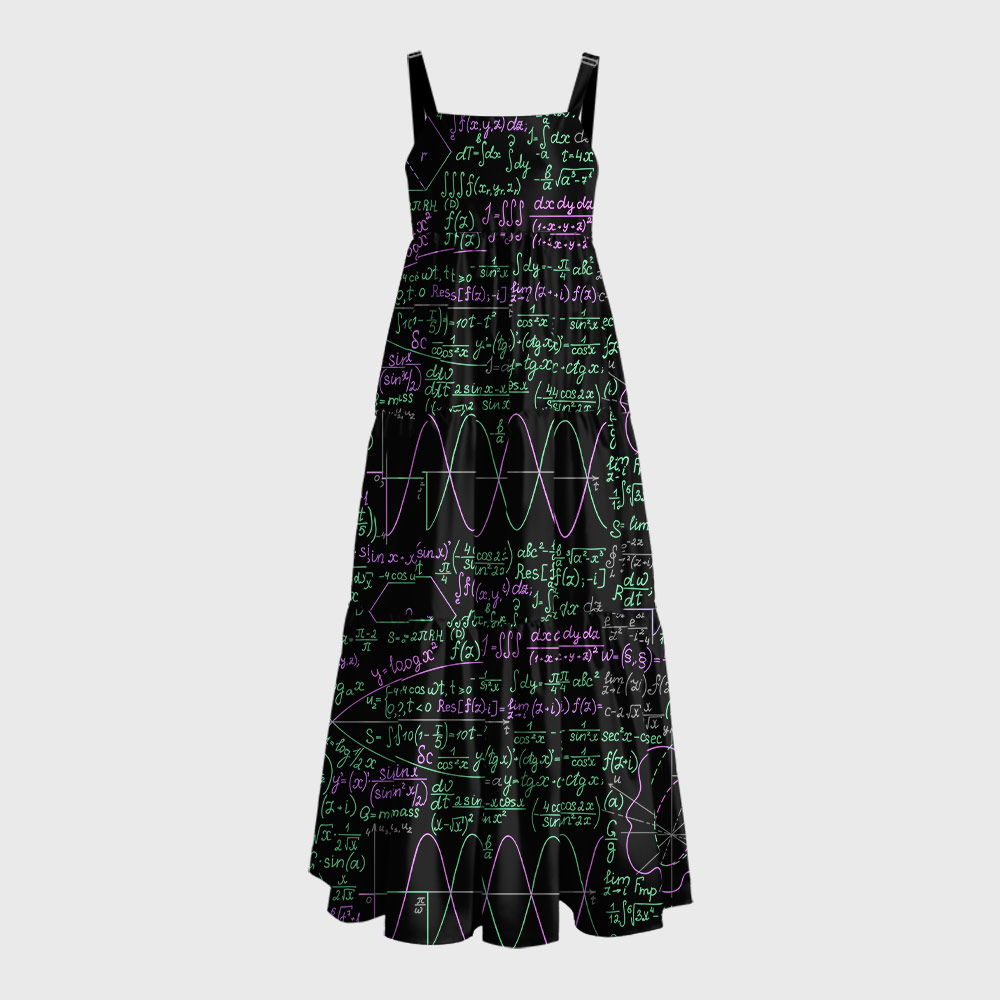 Math Function Curve Geek Tiered Cami Maxi Dress