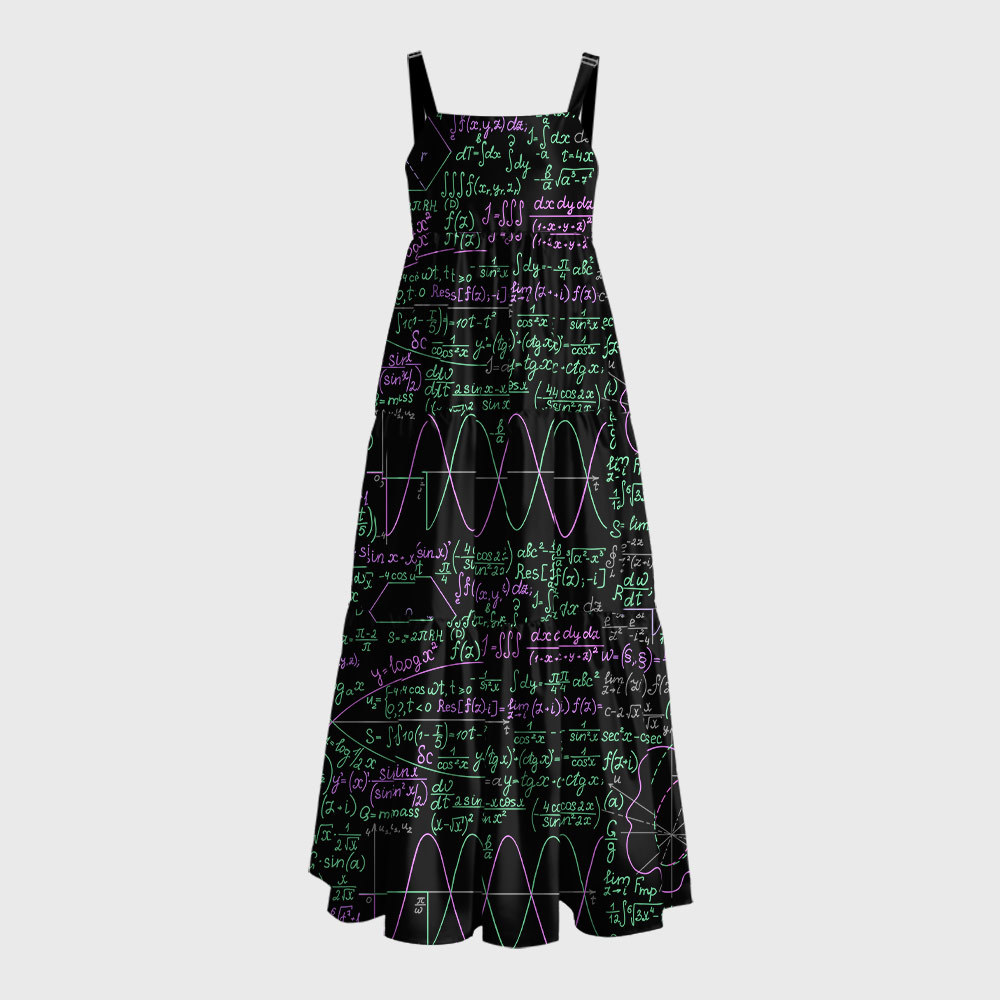 Math Function Curve Geek Tiered Cami Maxi Dress