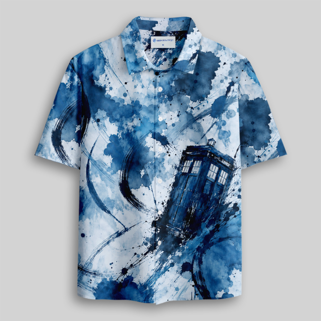 Temporal Drift Watercolor Button Up Pocket Shirt