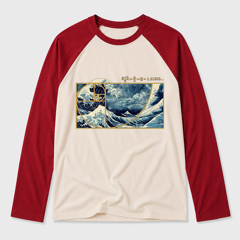 The Great Fibonacci Wave Geek Retro Raglan Long-Sleeve Tee