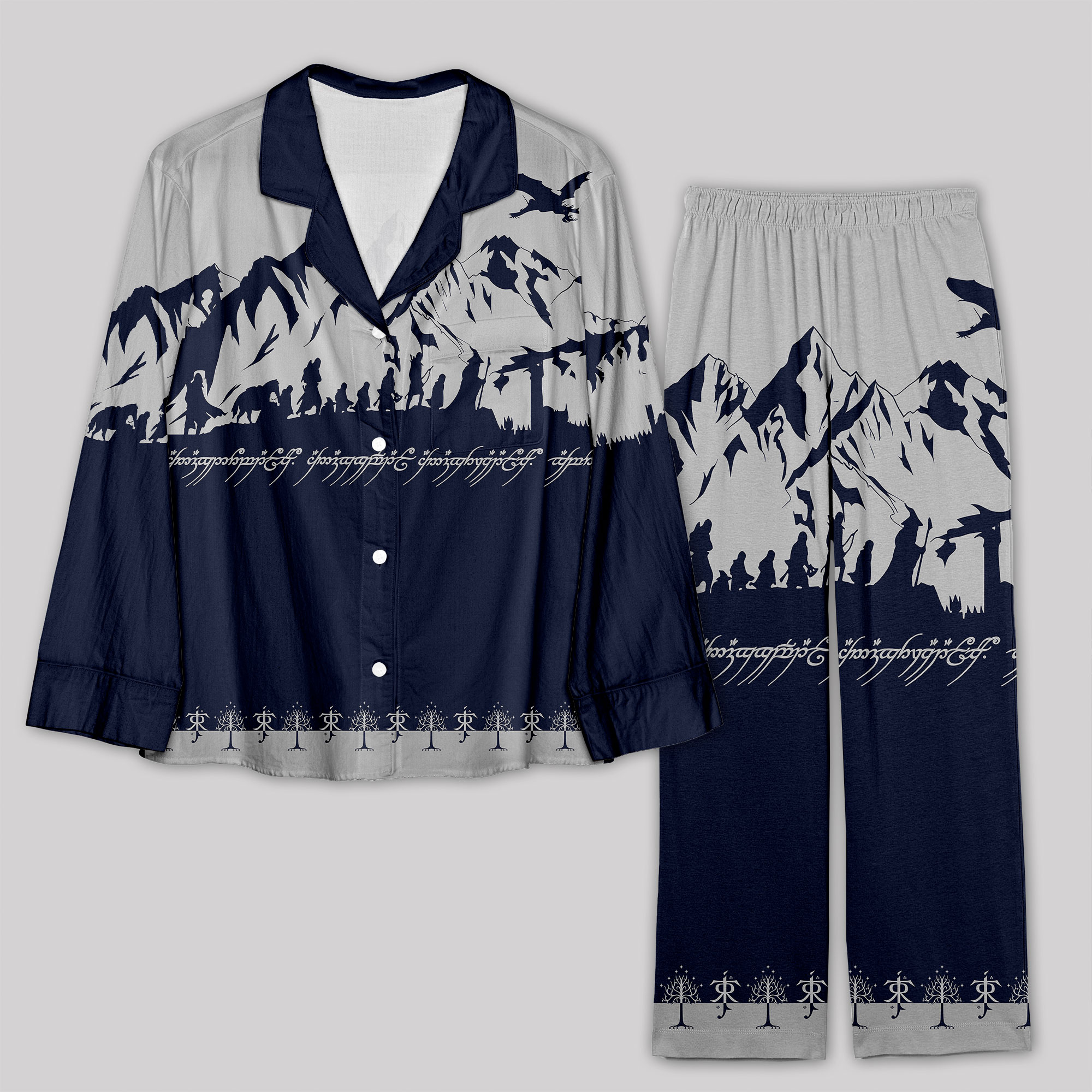 Mountains of Mordor Navy Pajama Sets