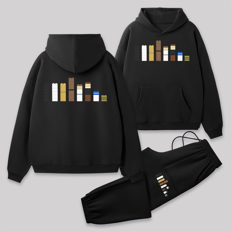 Building Blocks Front and Back Printed Geek Fleece Hoodie Set