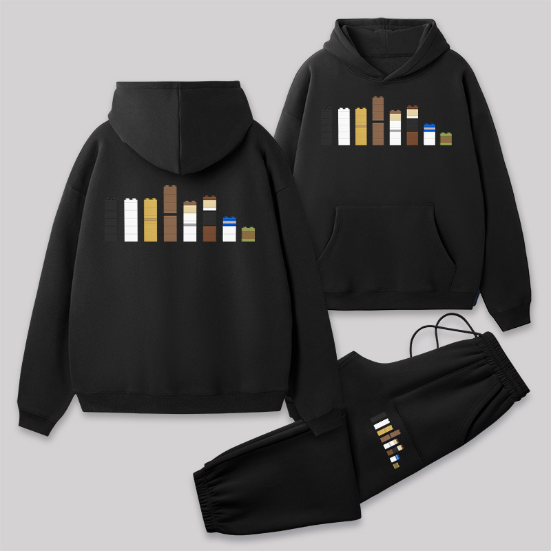 Building Blocks Front and Back Printed Geek Fleece Hoodie Set