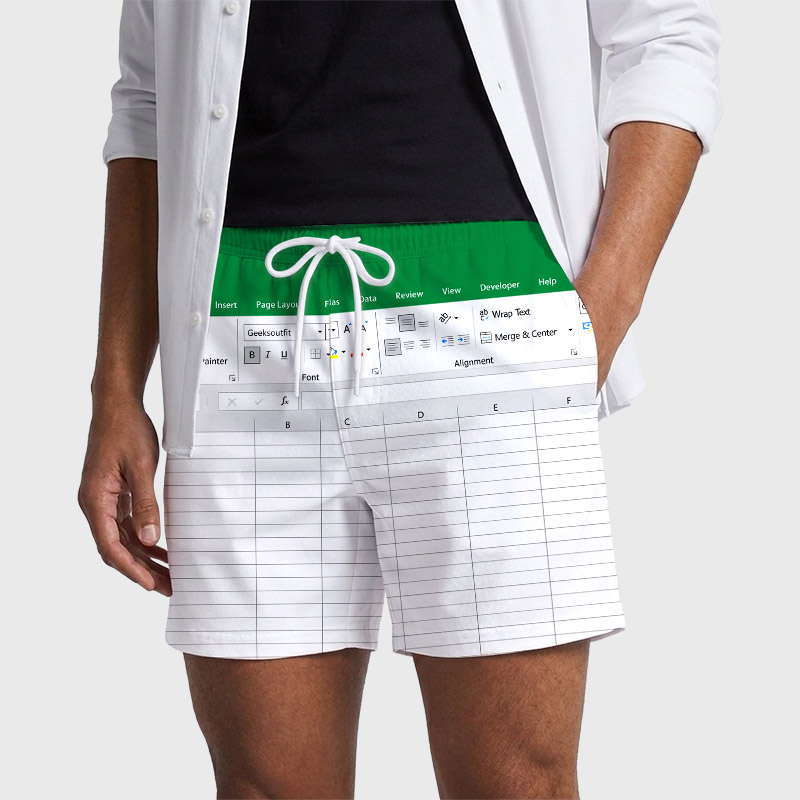 Excel Funny Work Geek Hawaiian Swim Trunks