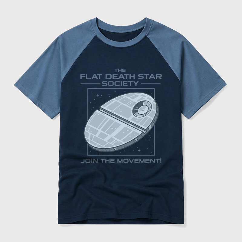 The Flat Death Star Society Geek Retro Raglan T-Shirt