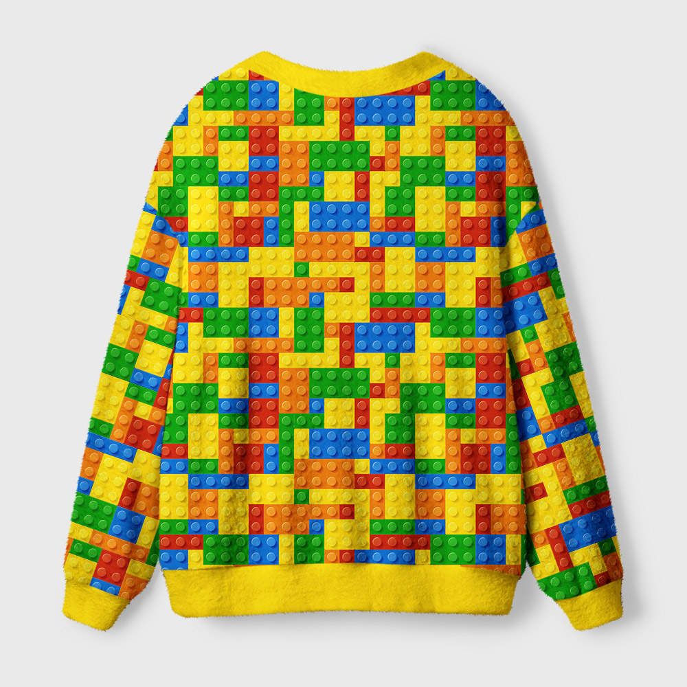 Colorful Building Blocks Puzzle Geek Ugly Cardigan Sweaters