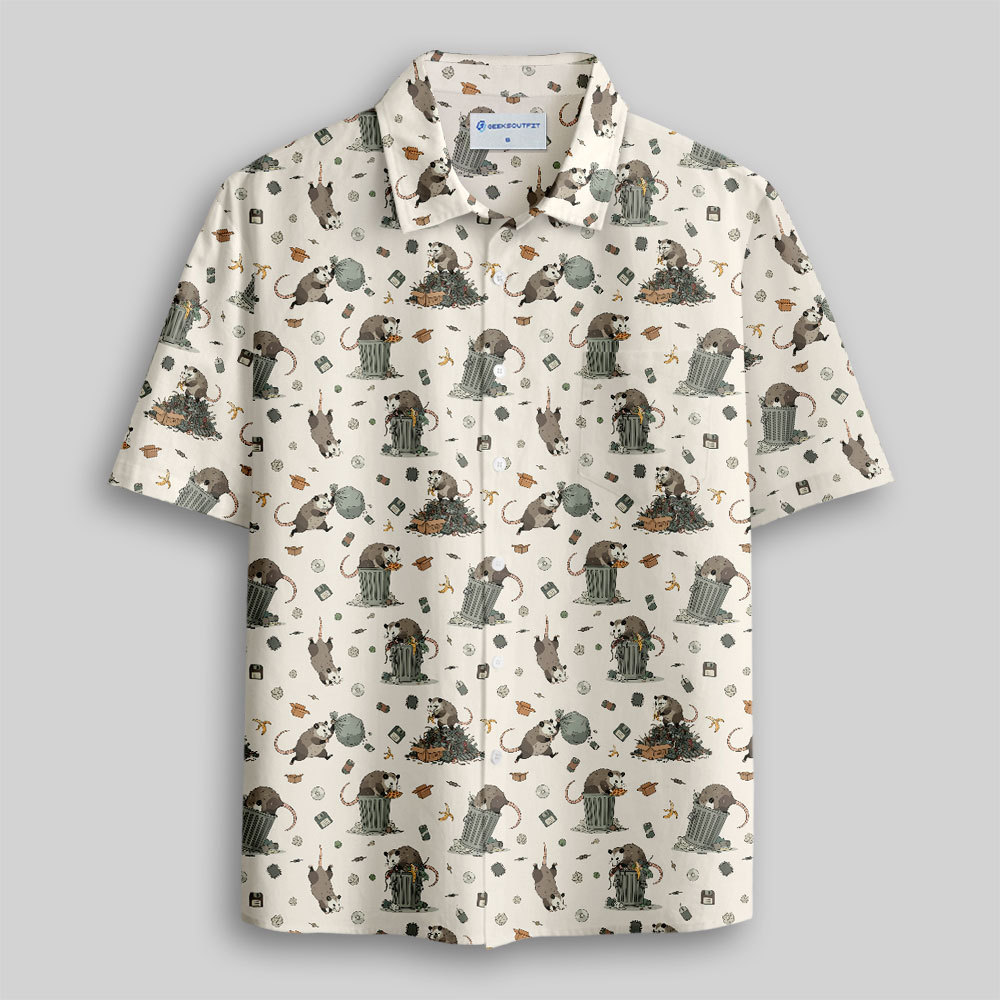 Cyber Scavenger White Button Up Pocket Shirt