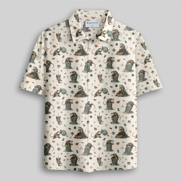 Cyber Scavenger White Button Up Pocket Shirt