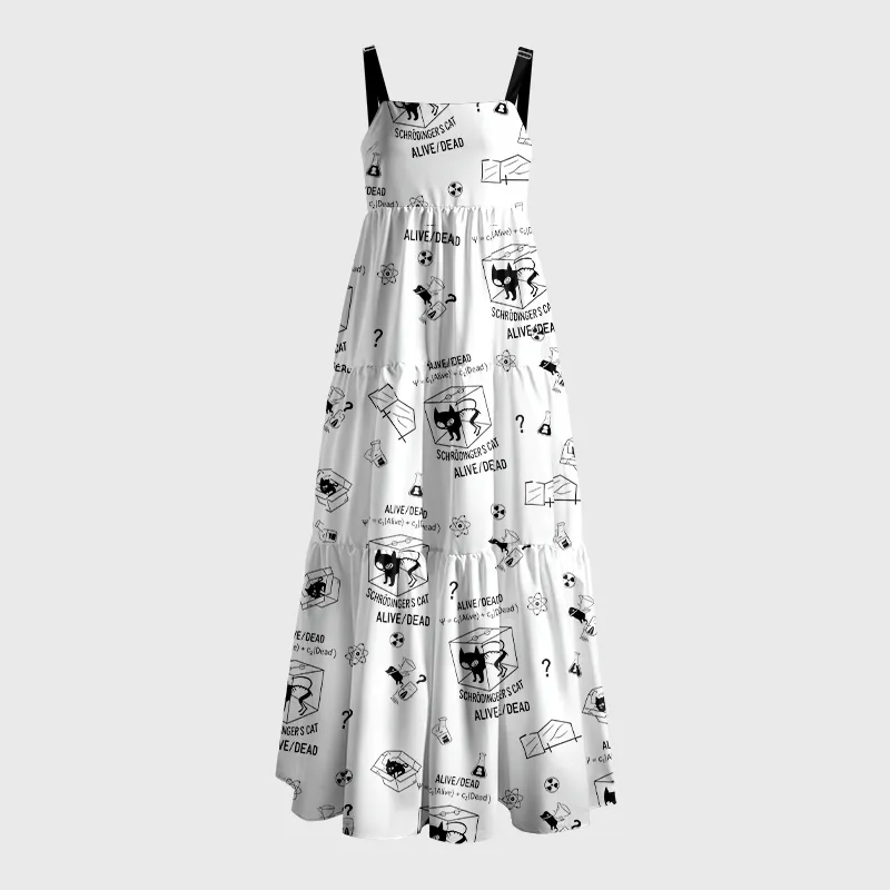 Schrödinger's Cat Geek Tiered Cami Maxi Dress