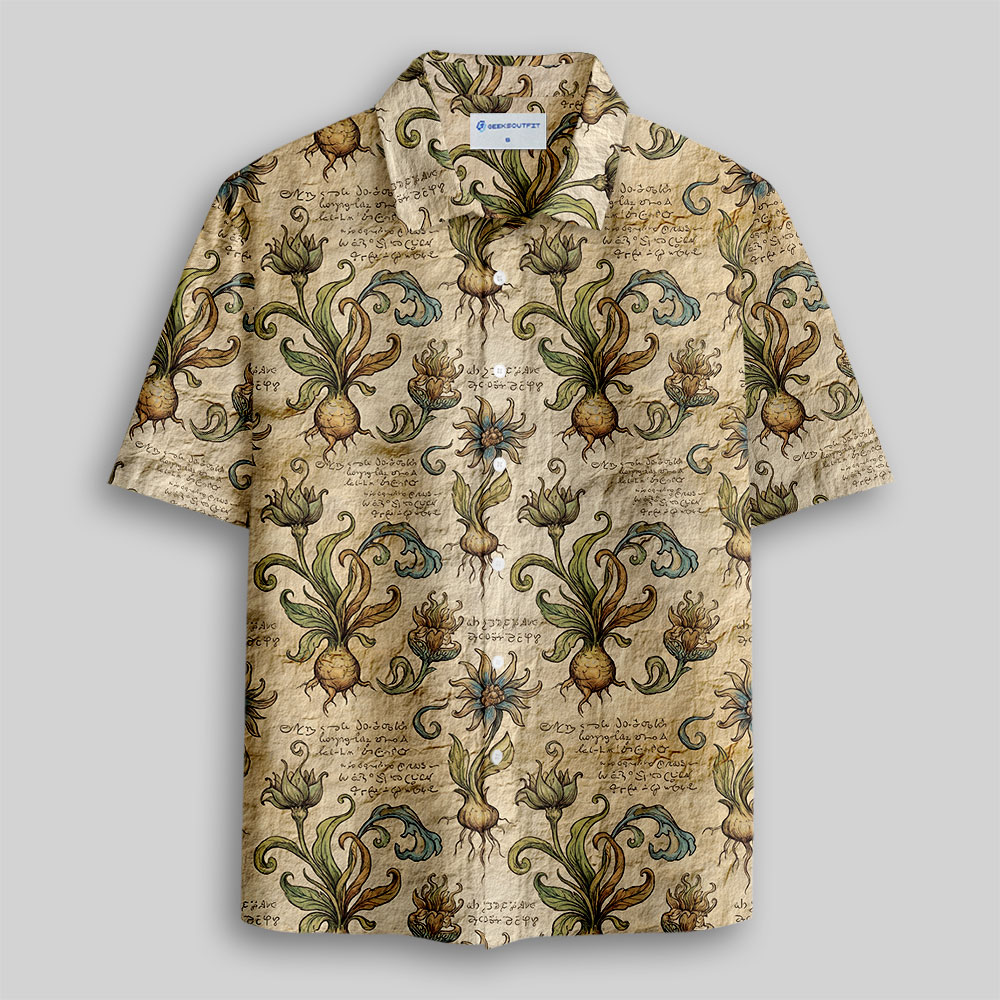 Voynich Manuscript Button Up Pocket Shirt