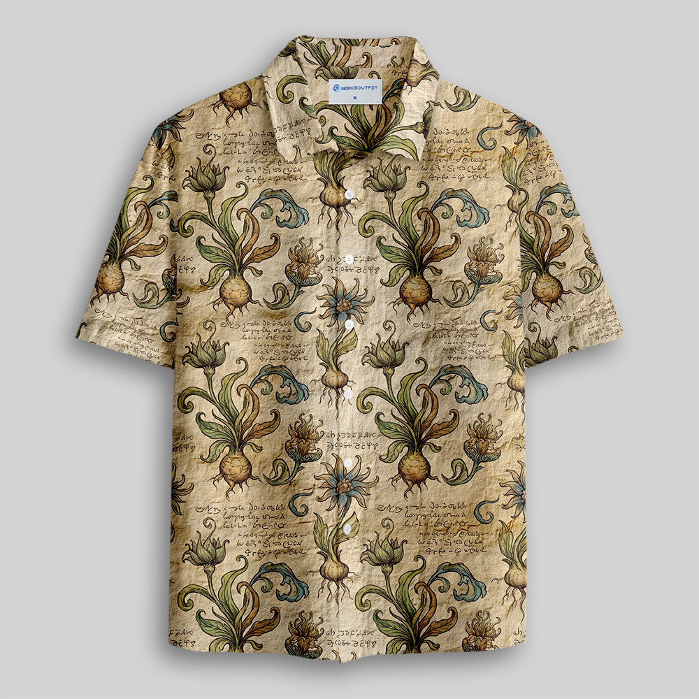 Voynich Manuscript Button Up Pocket Shirt