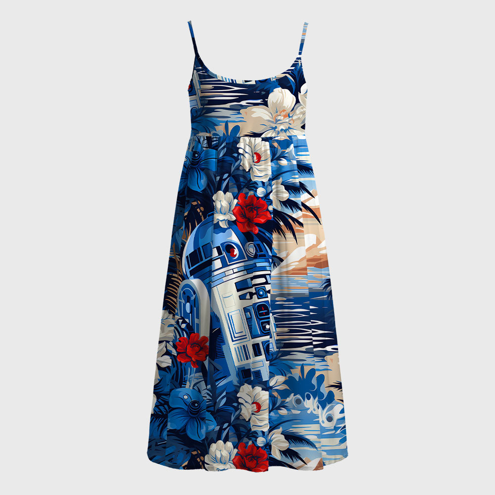 Coastal Robot Floral Vacation Geek A-Line Cami Dress