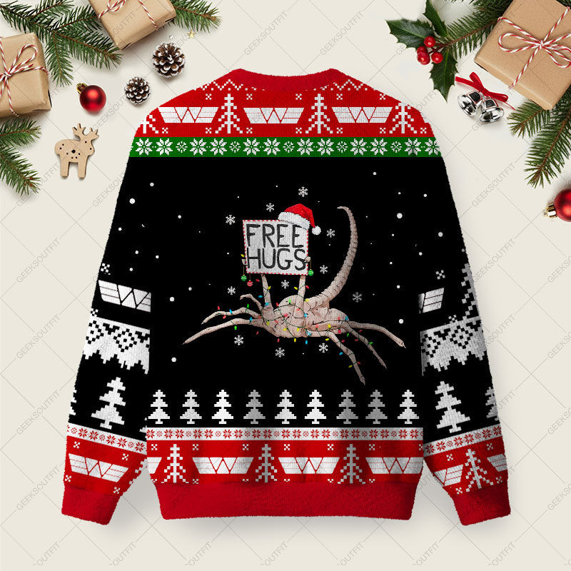 Free Hugs Ugly Christmas Fuzzy Fleece Sweatshirt