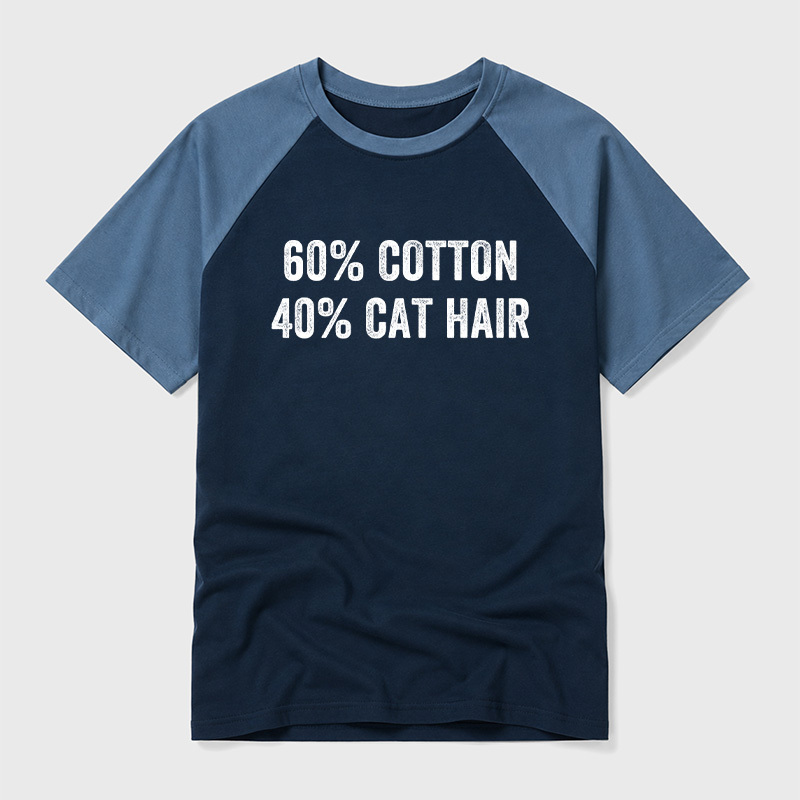 60 Cotton 40 Cat Hair Geek Retro Raglan T-Shirt