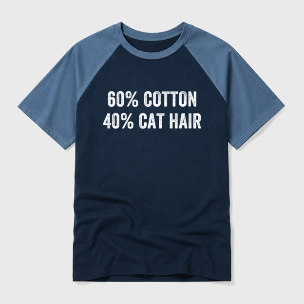 60 Cotton 40 Cat Hair Geek Retro Raglan T-Shirt