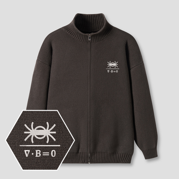 Magnetic Spider Embroidered Full‑Zip Cardigan