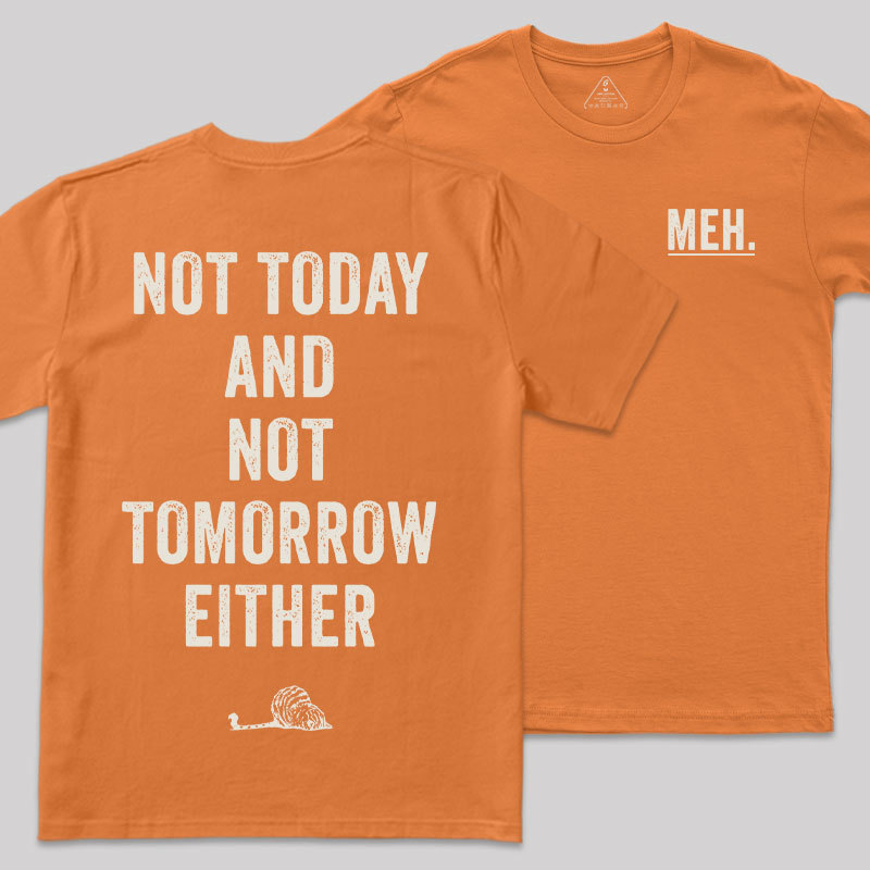 MEH Not Today Front and Back Printing Geek T-Shirt