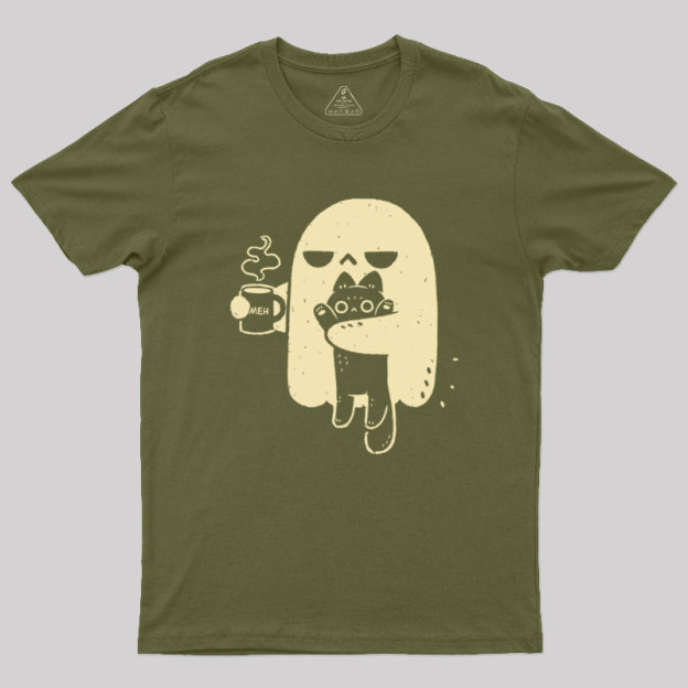 Cute Ghost Holding Cat Geek T-Shirt