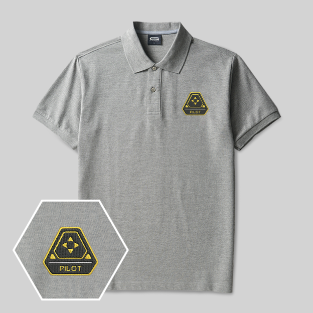 Pilot (Alien) Geek Embroidered Polo Shirts