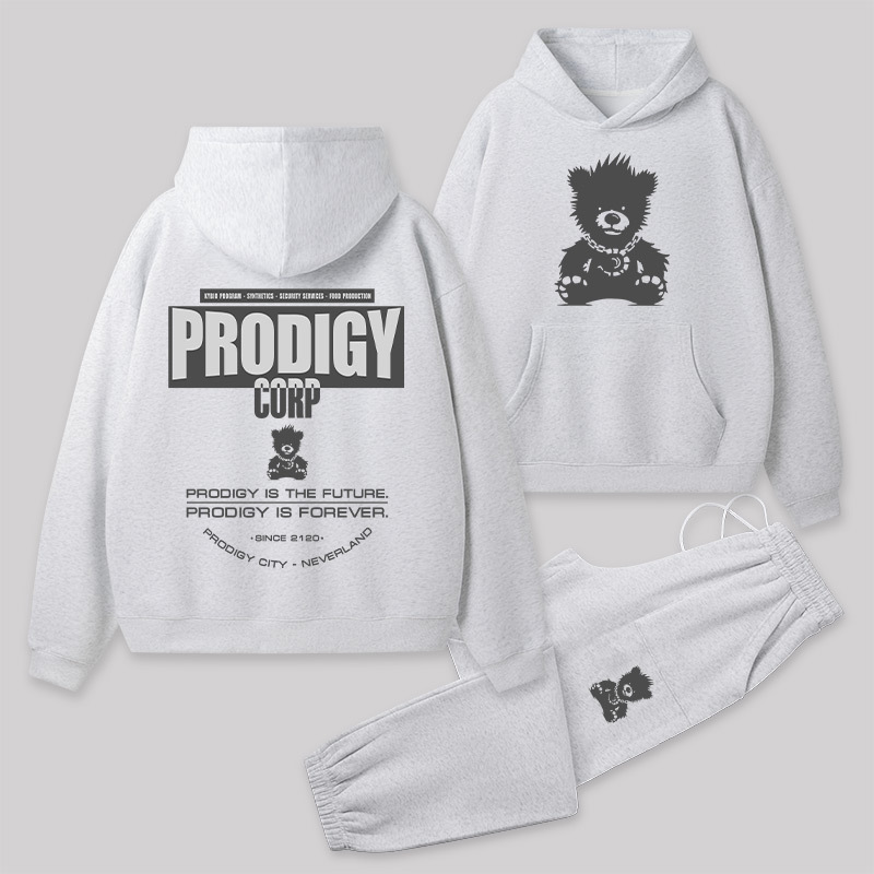 Prodigy Corp Front and Back Printed Geek Fleece Hoodie Set