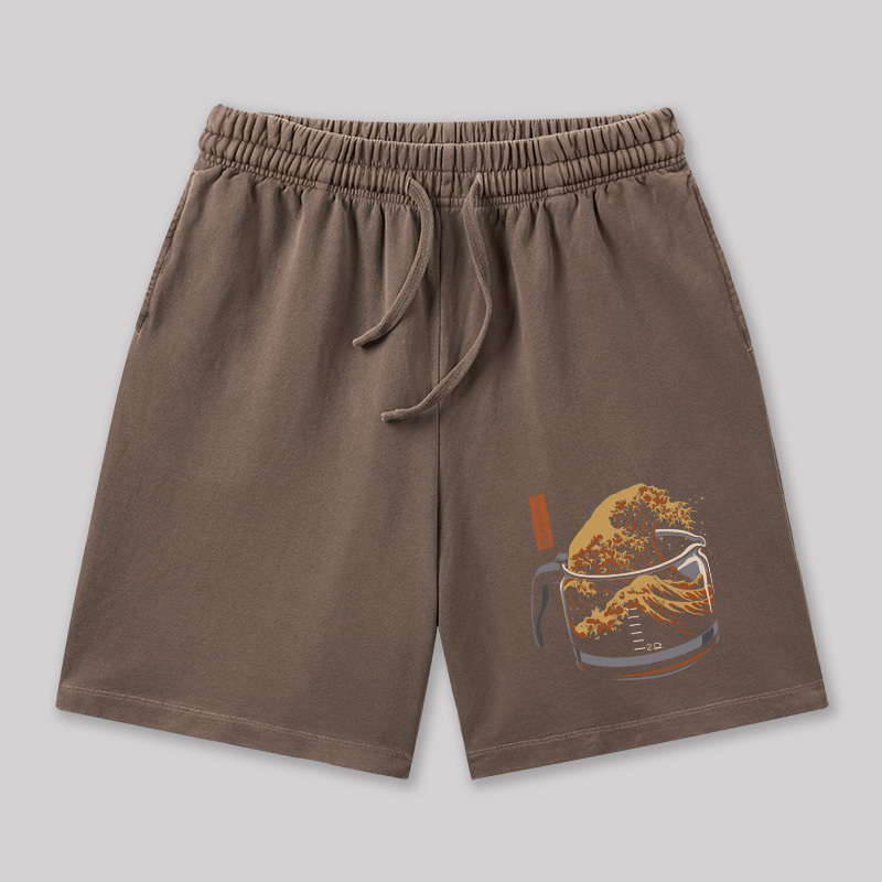 The Great Wave of Coffee Geeky Washed Shorts
