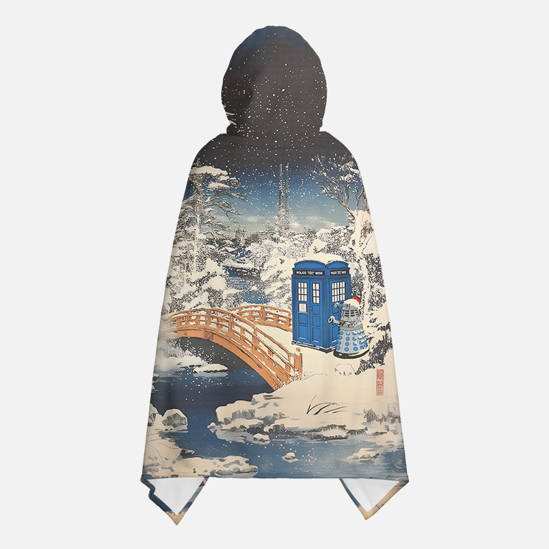 Ukiyoe Mysterious Phone Booth Flannel Cloak