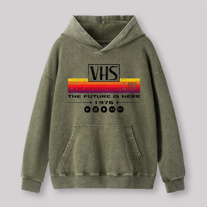 VHS The Future Is Here 1976 Washed Hoodie Geek Washed Hoodie