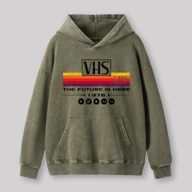 VHS The Future Is Here 1976 Washed Hoodie Geek Washed Hoodie