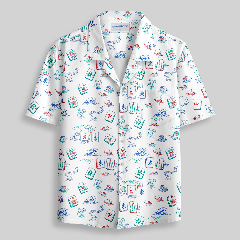 Fortune & Luck Mahjong Button Up Pocket Shirt