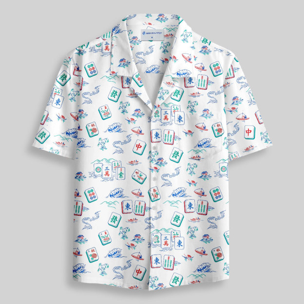 Fortune & Luck Mahjong Button Up Pocket Shirt