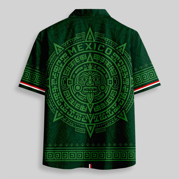 Aztec Totem Printed Casual Button Up Pocket Shirt