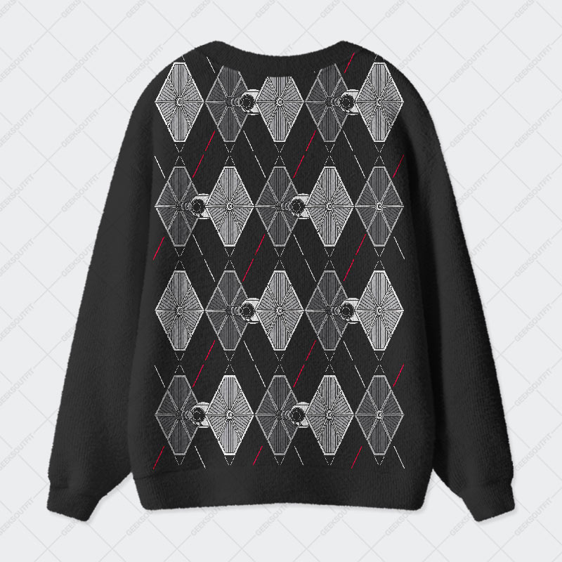 Tie Spaceship Geek Ugly Cardigan Sweaters 