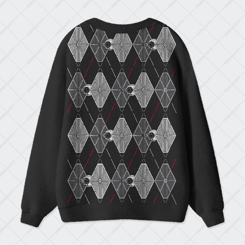 Tie Spaceship Geek Ugly Cardigan Sweaters 
