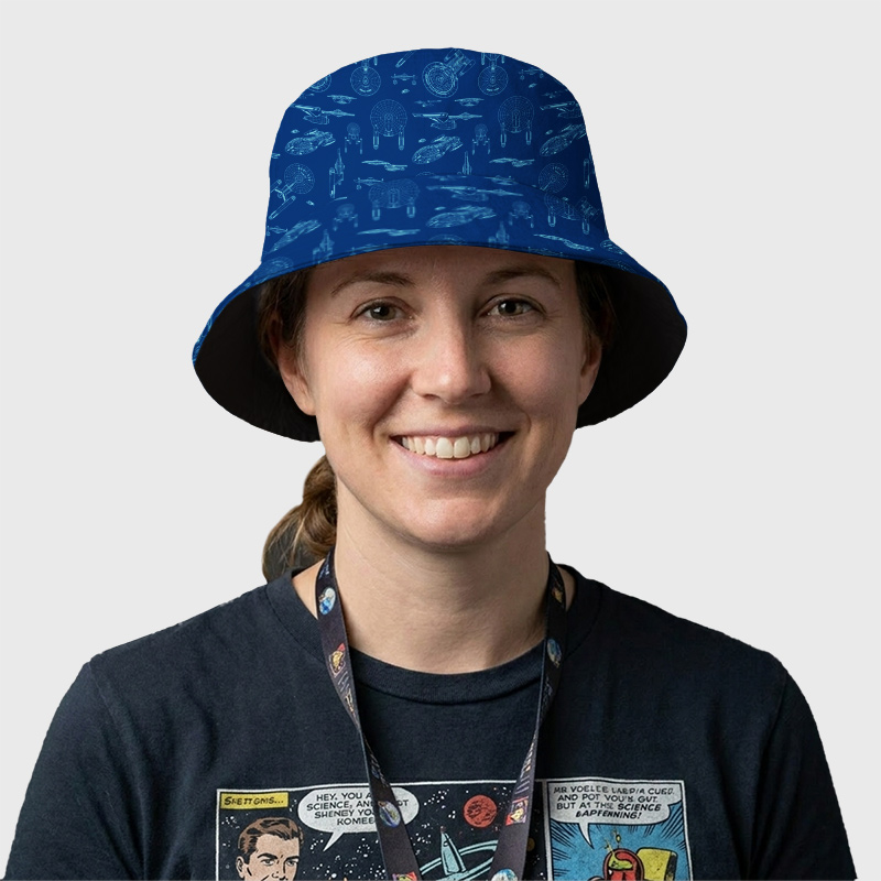 Spaceship Line Drawing Geek Bucket Hat