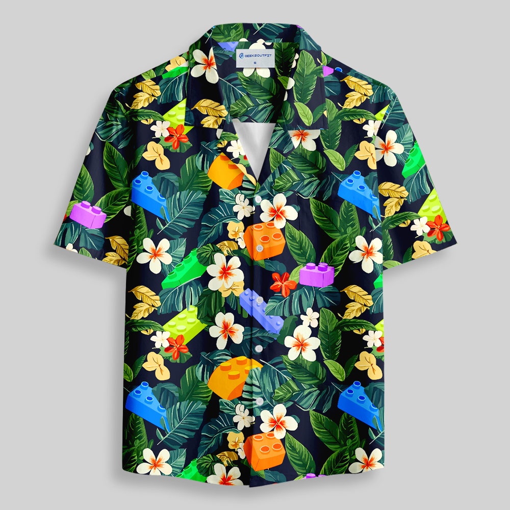 Hawaiian Brick Paradise Button Up Pocket Shirt