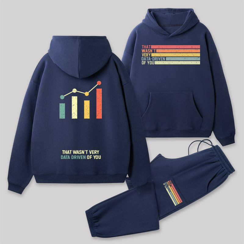 Data-Driven Front and Back Printed Geek Fleece Hoodie Set