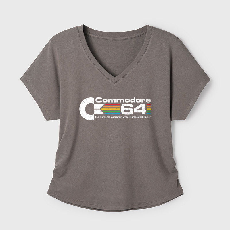 Commodore 64 Nerd Geek Dolman Sleeve V-Neck Shirt