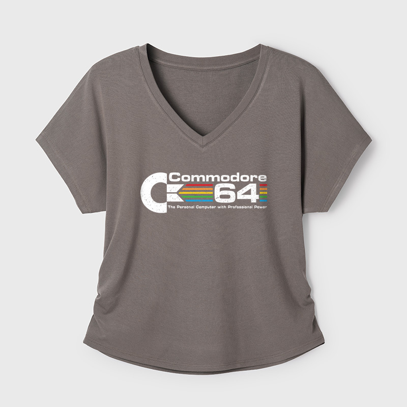 Commodore 64 Nerd Geek Dolman Sleeve V-Neck Shirt