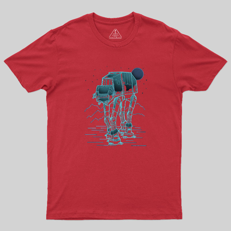 Neon Line-Art Armored Walker Geek T-Shirt