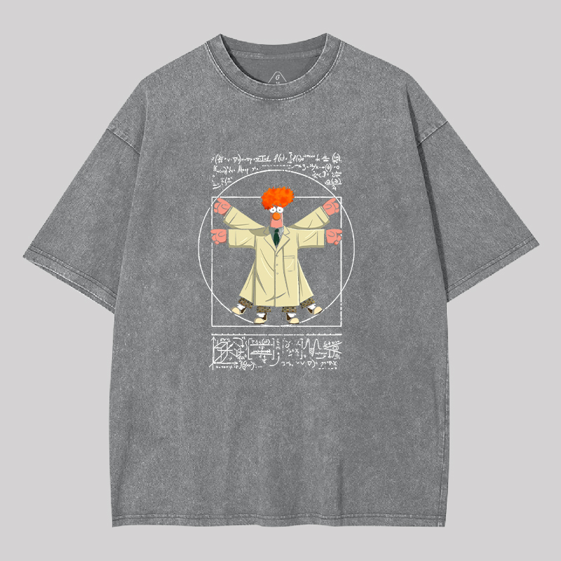 Vitruvian Puppet Geek Washed T-shirt