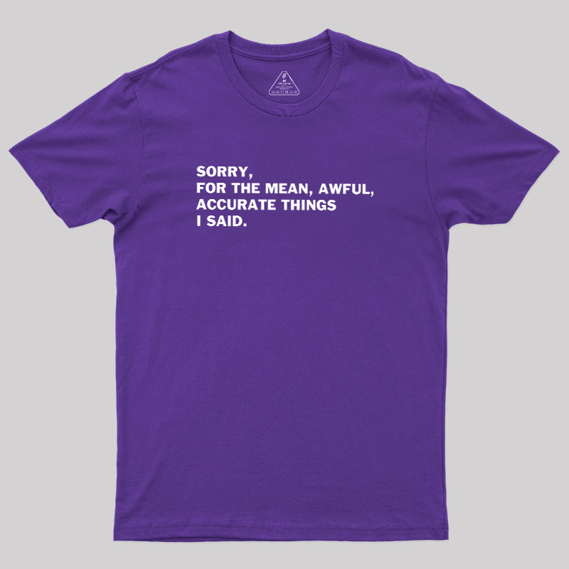 Accurate Things I Said Geek T-Shirt