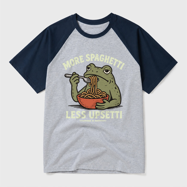 More Spaghetti Less Upsetti Geek Retro Raglan T-Shirt